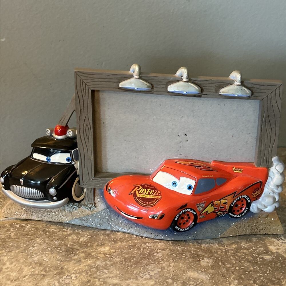 Disney Store Pixar Cars Lightning McQueen and Sheriff Resin Picture Frame